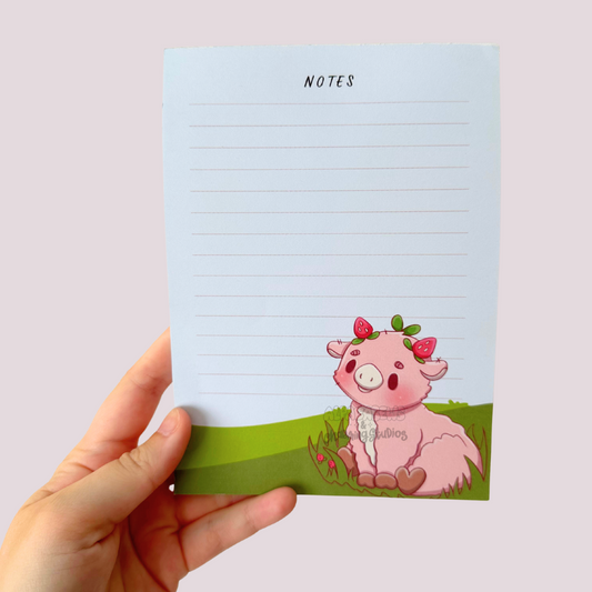 Strawberry Cow 5x7 Notepad