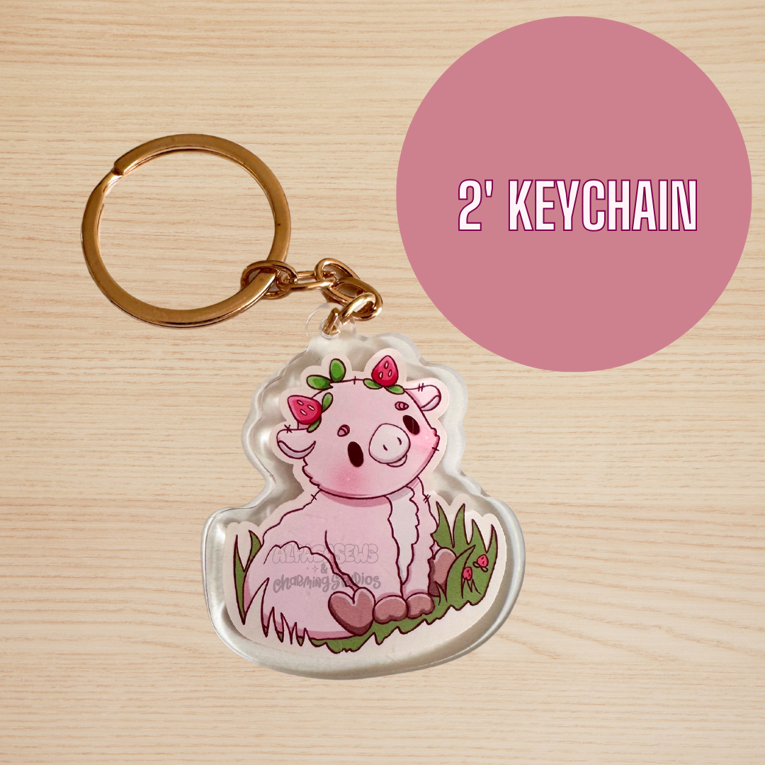 Strawberry Cow Keychain