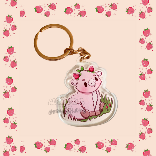 Strawberry Cow Keychain