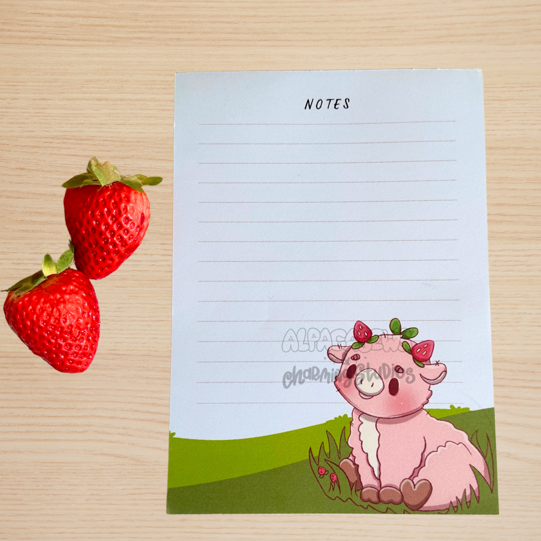 Strawberry Cow 5x7 Notepad