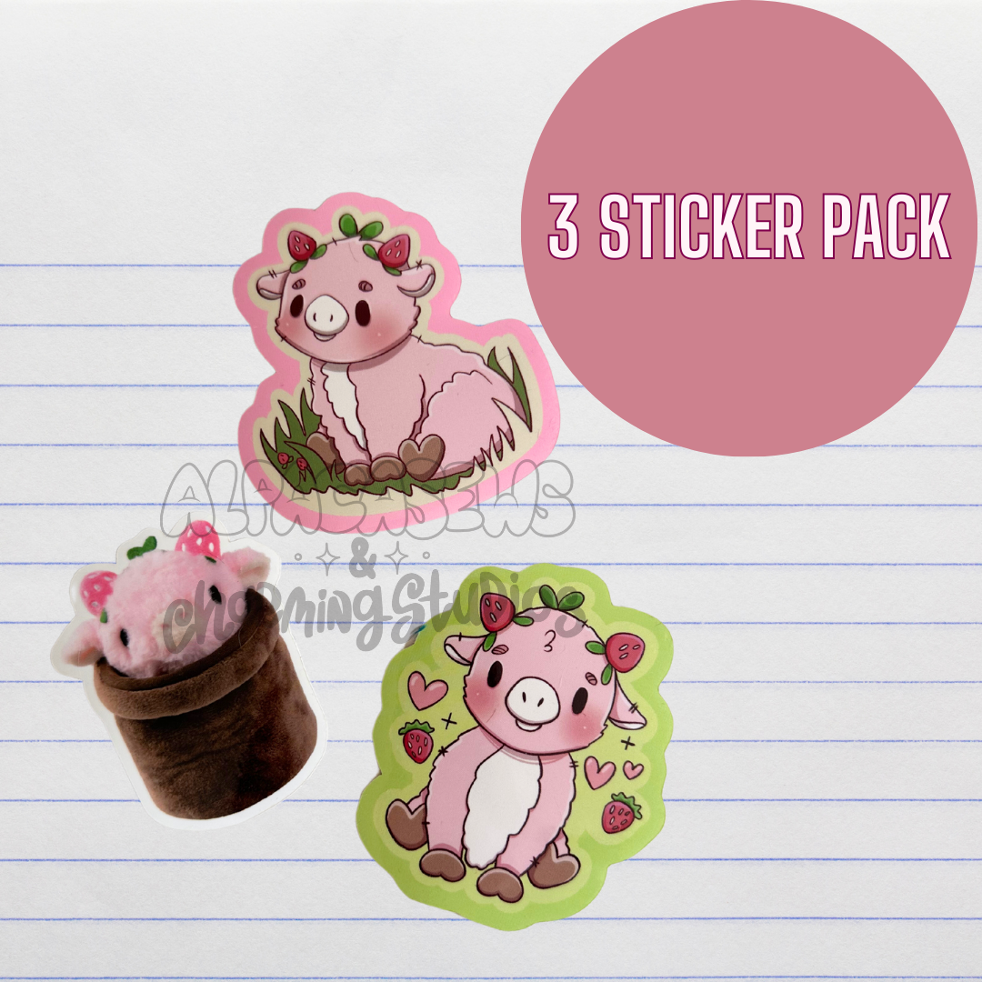 Strawberry Cow Sticker Pack